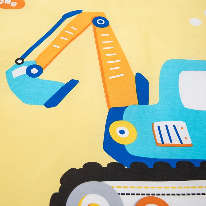 91家纺网 家纺一手货源 找家纺 嗨皮宝贝 2025新款全棉纯棉13372幼儿园三件套多件套 快乐工程车