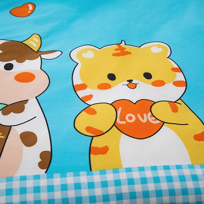 91家纺网 家纺一手货源 找家纺 嗨皮宝贝 2025新款全棉纯棉13372幼儿园三件套多件套 快乐小动物-蓝