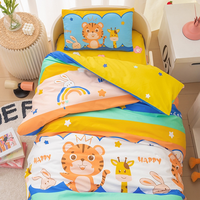 91家纺网 家纺一手货源 找家纺 嗨皮宝贝 2025新款全棉纯棉13372幼儿园三件套多件套 快乐星喵