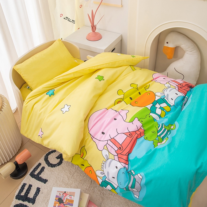 91家纺网 家纺一手货源 找家纺 嗨皮宝贝 2025新款全棉纯棉13372幼儿园三件套多件套 排排坐