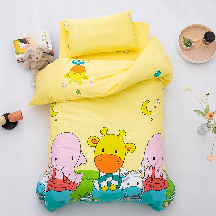 91家纺网 家纺一手货源 找家纺 嗨皮宝贝 2025新款全棉纯棉13372幼儿园三件套多件套 排排坐