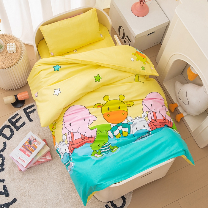 91家纺网 家纺一手货源 找家纺 嗨皮宝贝 2025新款全棉纯棉13372幼儿园三件套多件套 排排坐