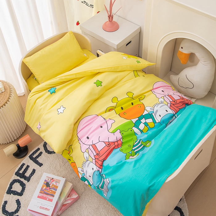 91家纺网 家纺一手货源 找家纺 嗨皮宝贝 2025新款全棉纯棉13372幼儿园三件套多件套 排排坐