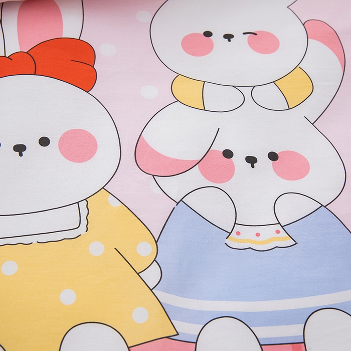 91家纺网 家纺一手货源 找家纺 嗨皮宝贝 2025新款全棉纯棉13372幼儿园三件套多件套 兔宝宝