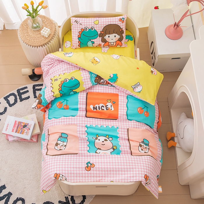 嗨皮宝贝 2025新款全棉纯棉13372幼儿园三件套多件套 玩乐童年-粉