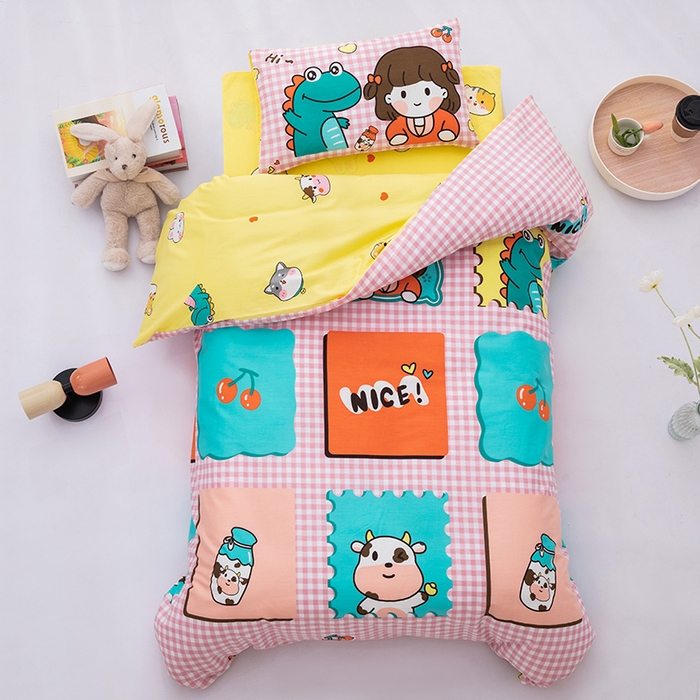 91家纺网 家纺一手货源 找家纺 嗨皮宝贝 2025新款全棉纯棉13372幼儿园三件套多件套 玩乐童年-粉