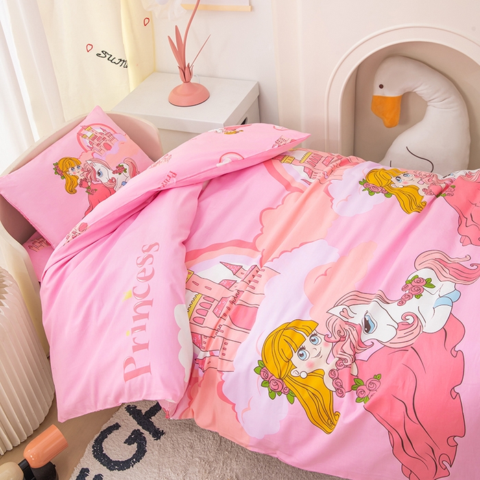 91家纺网 家纺一手货源 找家纺 嗨皮宝贝 2025新款全棉纯棉13372幼儿园三件套多件套 小公主安琪