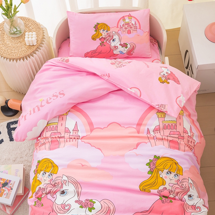 91家纺网 家纺一手货源 找家纺 嗨皮宝贝 2025新款全棉纯棉13372幼儿园三件套多件套 小公主安琪