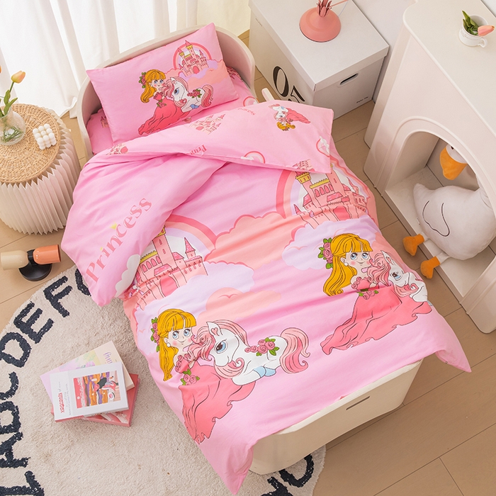 91家纺网 家纺一手货源 找家纺 嗨皮宝贝 2025新款全棉纯棉13372幼儿园三件套多件套 小公主安琪