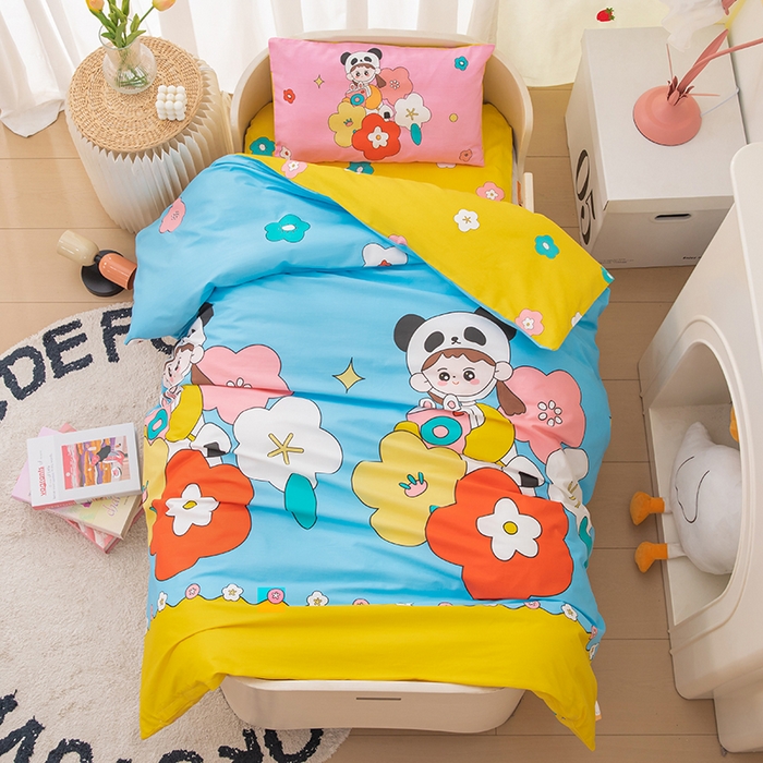 嗨皮宝贝 2025新款全棉纯棉13372幼儿园三件套多件套 熊猫小希-蓝