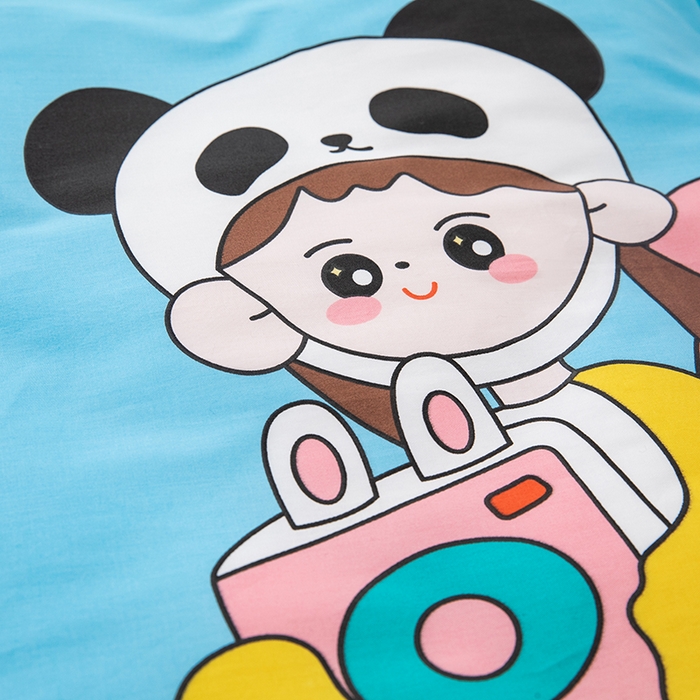 91家纺网 家纺一手货源 找家纺 嗨皮宝贝 2025新款全棉纯棉13372幼儿园三件套多件套 熊猫小希-蓝