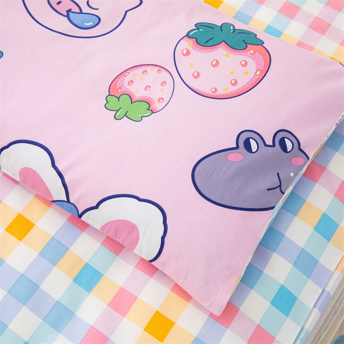 91家纺网 家纺一手货源 找家纺 嗨皮宝贝 2025新款全棉纯棉13372幼儿园三件套多件套 安妮兔-粉