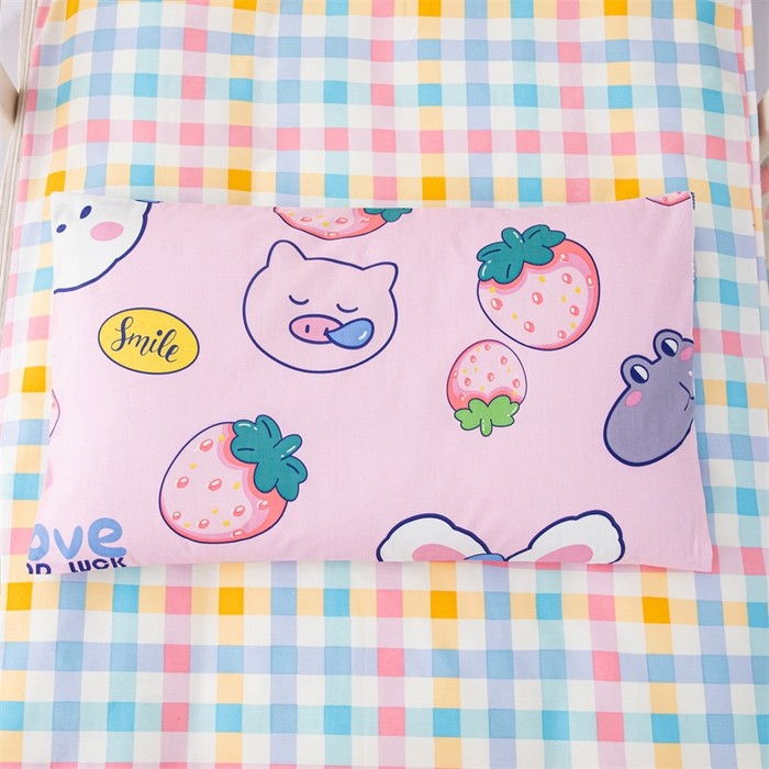 91家纺网 家纺一手货源 找家纺 嗨皮宝贝 2025新款全棉纯棉13372幼儿园三件套多件套 安妮兔-粉