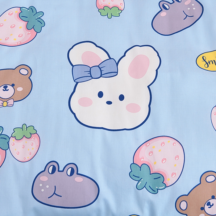 91家纺网 家纺一手货源 找家纺 嗨皮宝贝 2025新款全棉纯棉13372幼儿园三件套多件套 安妮兔-蓝