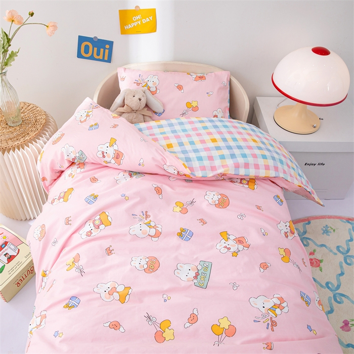 91家纺网 家纺一手货源 找家纺 嗨皮宝贝 2025新款全棉纯棉13372幼儿园三件套多件套 哈尼兔