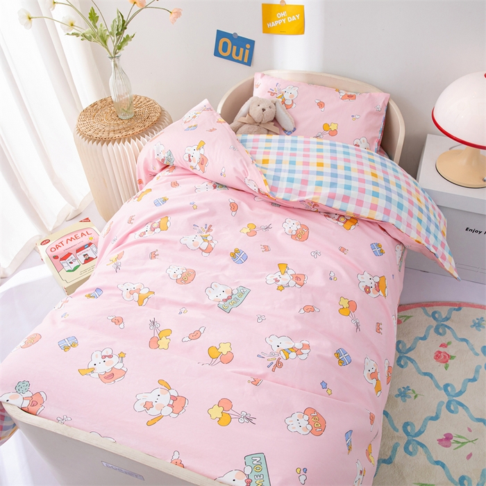 91家纺网 家纺一手货源 找家纺 嗨皮宝贝 2025新款全棉纯棉13372幼儿园三件套多件套 哈尼兔