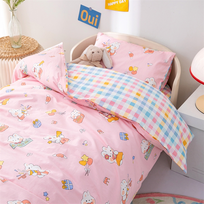 91家纺网 家纺一手货源 找家纺 嗨皮宝贝 2025新款全棉纯棉13372幼儿园三件套多件套 哈尼兔