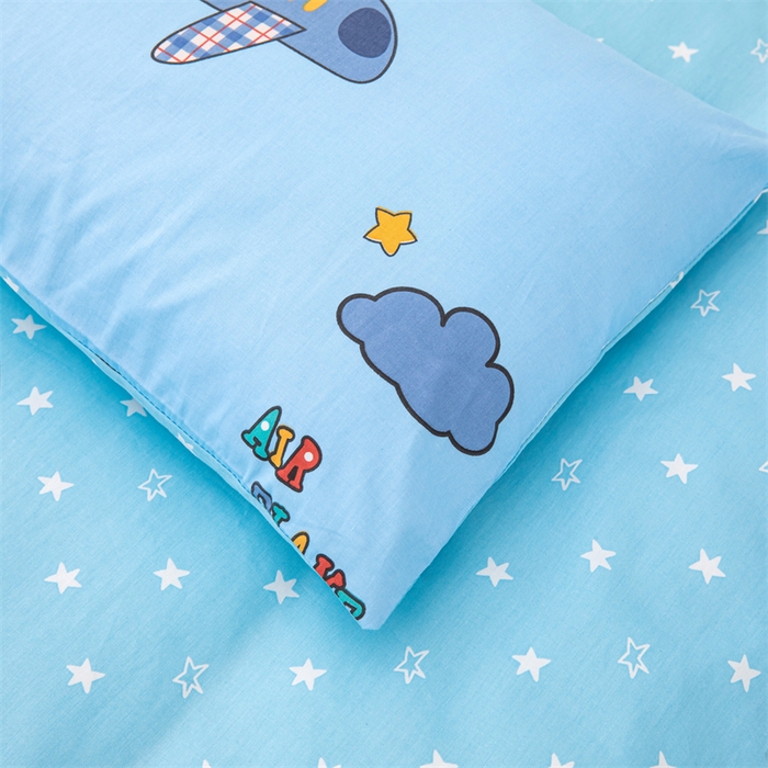 91家纺网 家纺一手货源 找家纺 嗨皮宝贝 2025新款全棉纯棉13372幼儿园三件套多件套 机长小熊-蓝