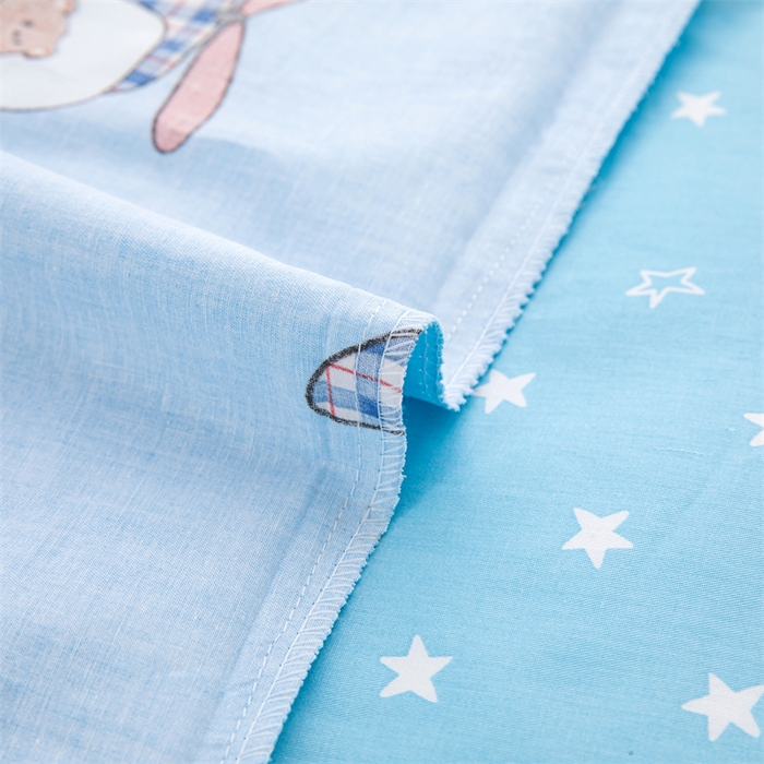 91家纺网 家纺一手货源 找家纺 嗨皮宝贝 2025新款全棉纯棉13372幼儿园三件套多件套 机长小熊-蓝