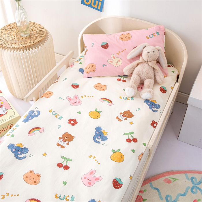 91家纺网 家纺一手货源 找家纺 嗨皮宝贝 2025新款全棉纯棉13372幼儿园三件套多件套 连连看-粉