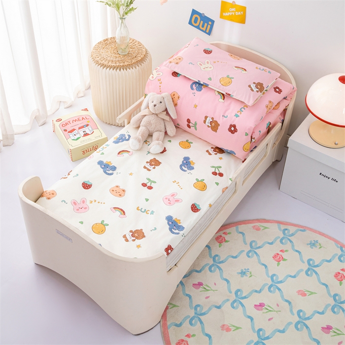 91家纺网 家纺一手货源 找家纺 嗨皮宝贝 2025新款全棉纯棉13372幼儿园三件套多件套 连连看-粉