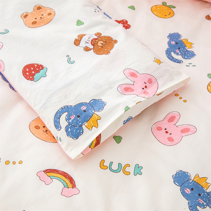 91家纺网 家纺一手货源 找家纺 嗨皮宝贝 2025新款全棉纯棉13372幼儿园三件套多件套 连连看-粉