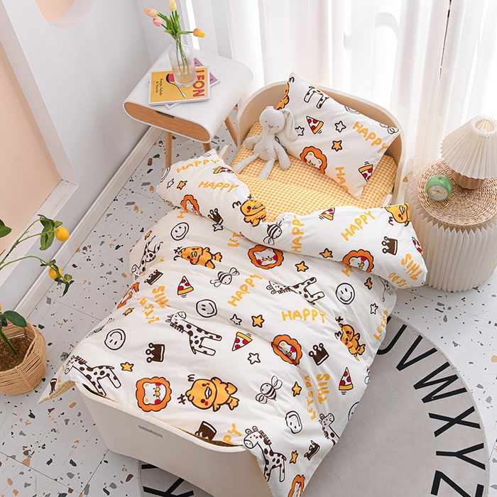 91家纺网 家纺一手货源 找家纺 嗨皮宝贝 2025新款全棉纯棉13372幼儿园三件套多件套 梦鹿