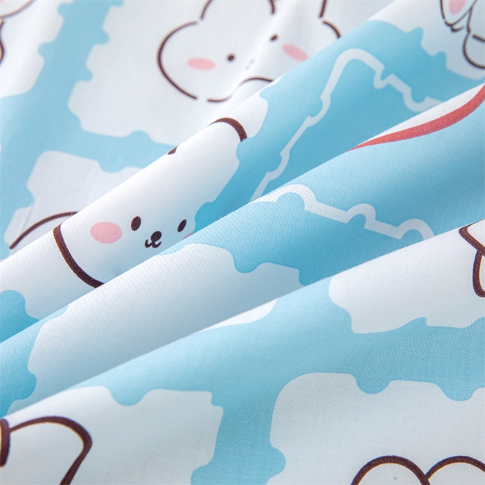 91家纺网 家纺一手货源 找家纺 嗨皮宝贝 2025新款全棉纯棉13372幼儿园三件套多件套 小兔可可-蓝