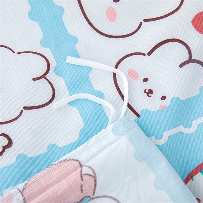 91家纺网 家纺一手货源 找家纺 嗨皮宝贝 2025新款全棉纯棉13372幼儿园三件套多件套 小兔可可-蓝