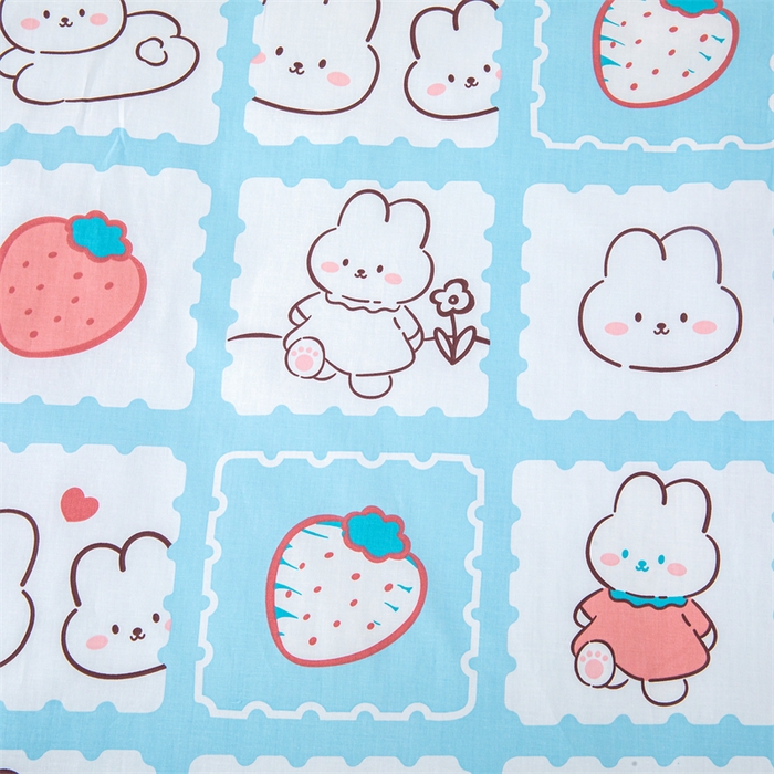 91家纺网 家纺一手货源 找家纺 嗨皮宝贝 2025新款全棉纯棉13372幼儿园三件套多件套 小兔可可-蓝