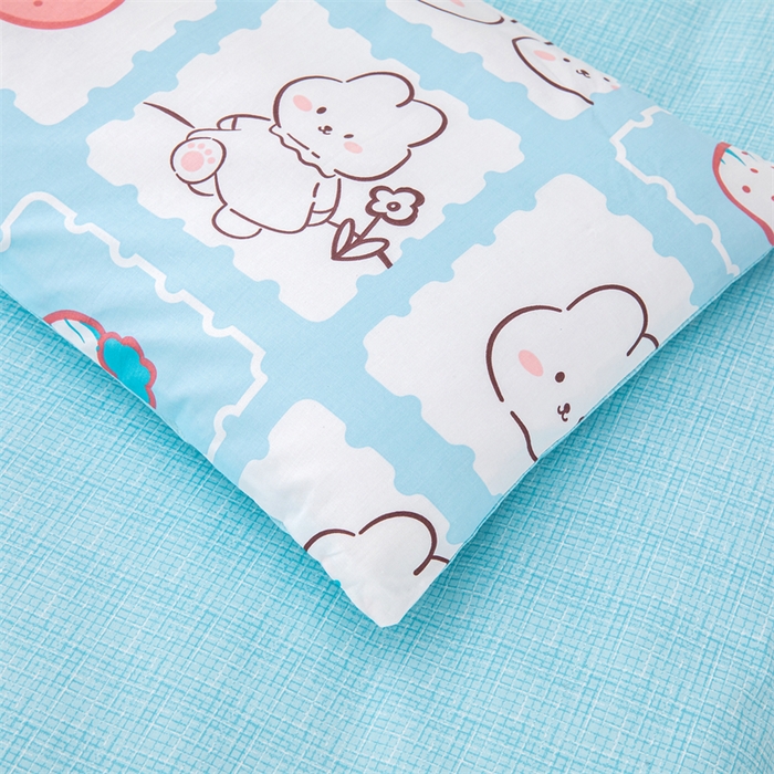 91家纺网 家纺一手货源 找家纺 嗨皮宝贝 2025新款全棉纯棉13372幼儿园三件套多件套 小兔可可-蓝