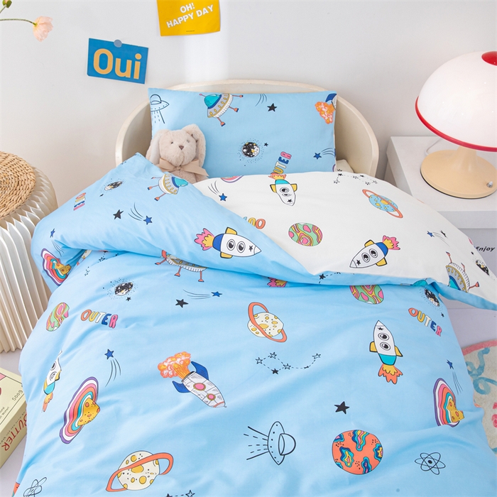 91家纺网 家纺一手货源 找家纺 嗨皮宝贝 2025新款全棉纯棉13372幼儿园三件套多件套 星球大战