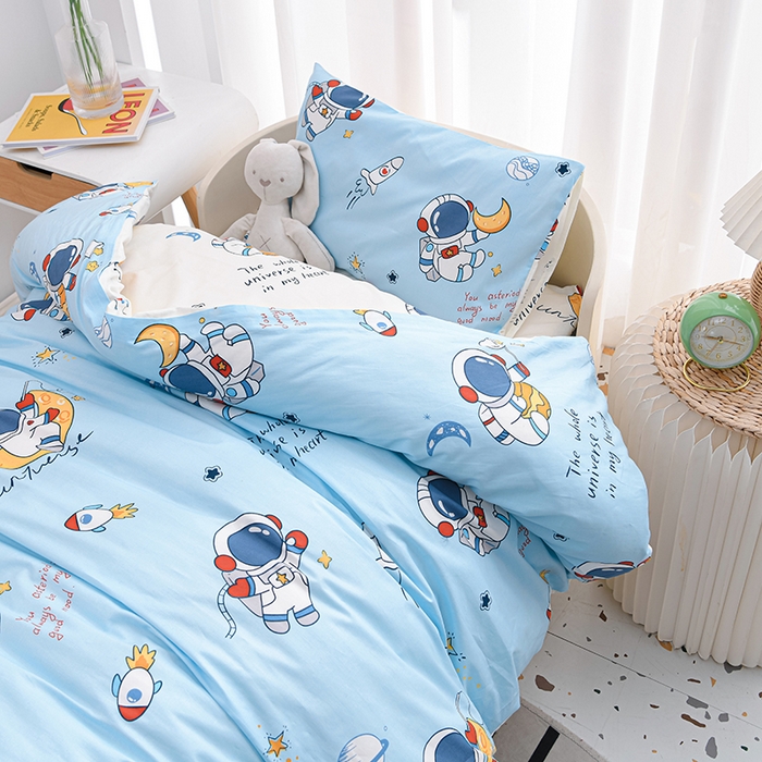 91家纺网 家纺一手货源 找家纺 嗨皮宝贝 2025新款全棉纯棉13372幼儿园三件套多件套 宇航漫步