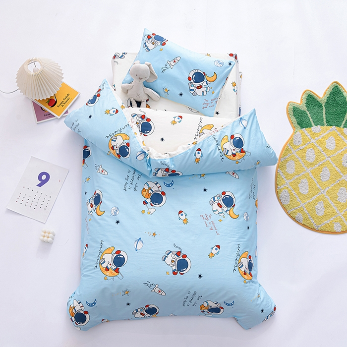 91家纺网 家纺一手货源 找家纺 嗨皮宝贝 2025新款全棉纯棉13372幼儿园三件套多件套 宇航漫步