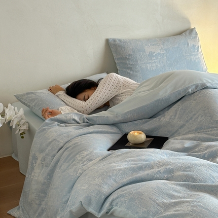 例外Home 2025新款色织提花窗外的海系列四件套 窗外的海-兰