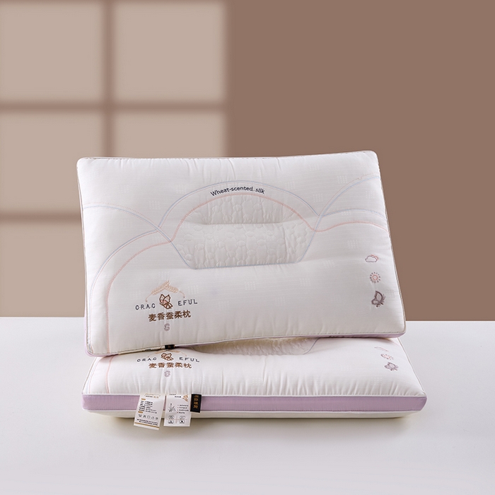 91家纺网 家纺一手货源 找家纺 （总）雅晨枕芯工厂店 2025新款四季提花麦香蚕柔助眠护颈枕头家用枕芯