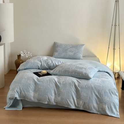 91家纺网 家纺一手货源 找家纺 （总）例外Home 2025新款色织提花窗外的海系列四件套