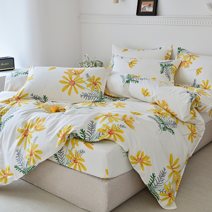 91家纺网 家纺一手货源 找家纺 登登家纺 2025新款全棉床笠四件套系列 向阳花开