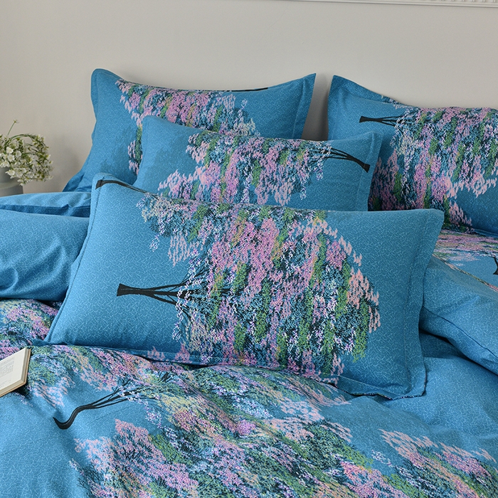 91家纺网 家纺一手货源 找家纺 登登家纺 2025新款全棉床笠四件套系列 清风竹影-兰