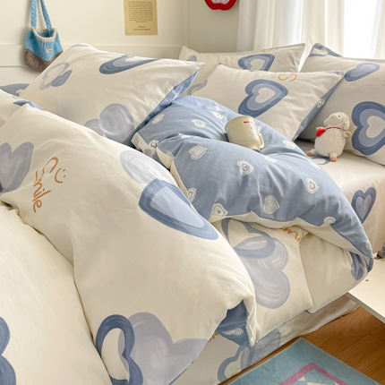 91家纺网 家纺一手货源 找家纺 首尔家纺 2025新款学生季全棉跑量款四件套系列卡通小清新AB版学生三件套 小欣喜