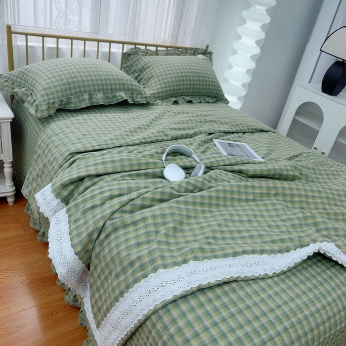 91家纺网 家纺一手货源 找家纺 （总）暖居 2025新款全棉水洗棉床盖三件套可配同款被套同款多功能夏被四季通用