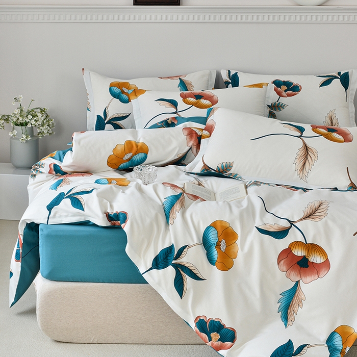 91家纺网 家纺一手货源 找家纺 登登家纺 2025新款全棉床笠四件套系列 春风十里-带床笠