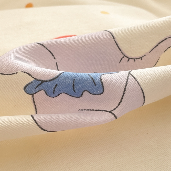 91家纺网 家纺一手货源 找家纺 首尔家纺 2025新款学生季全棉跑量款四件套系列卡通小清新AB版学生三件套 彩点小象