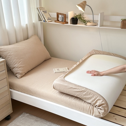 玖弘家居 2025新款全棉色织水洗棉床笠系列 卡其