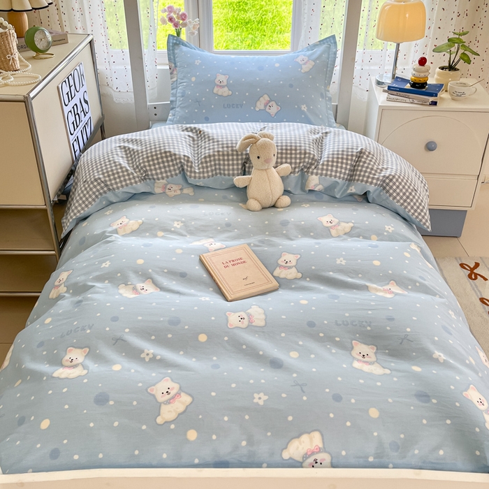 91家纺网 家纺一手货源 找家纺 莱通家纺 2025新款12868学生宿舍三件套 泡芙小狗