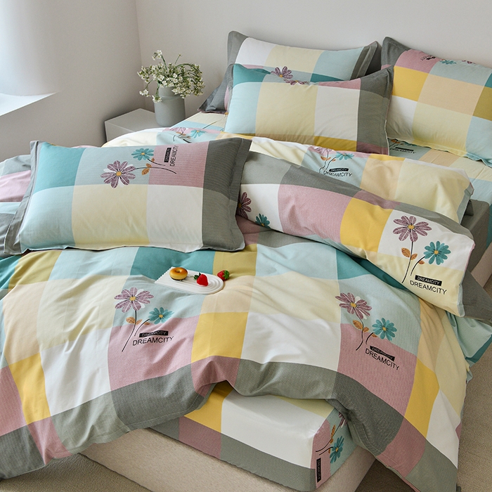 91家纺网 家纺一手货源 找家纺 登登家纺 2025新款全棉床笠四件套系列 朵拉