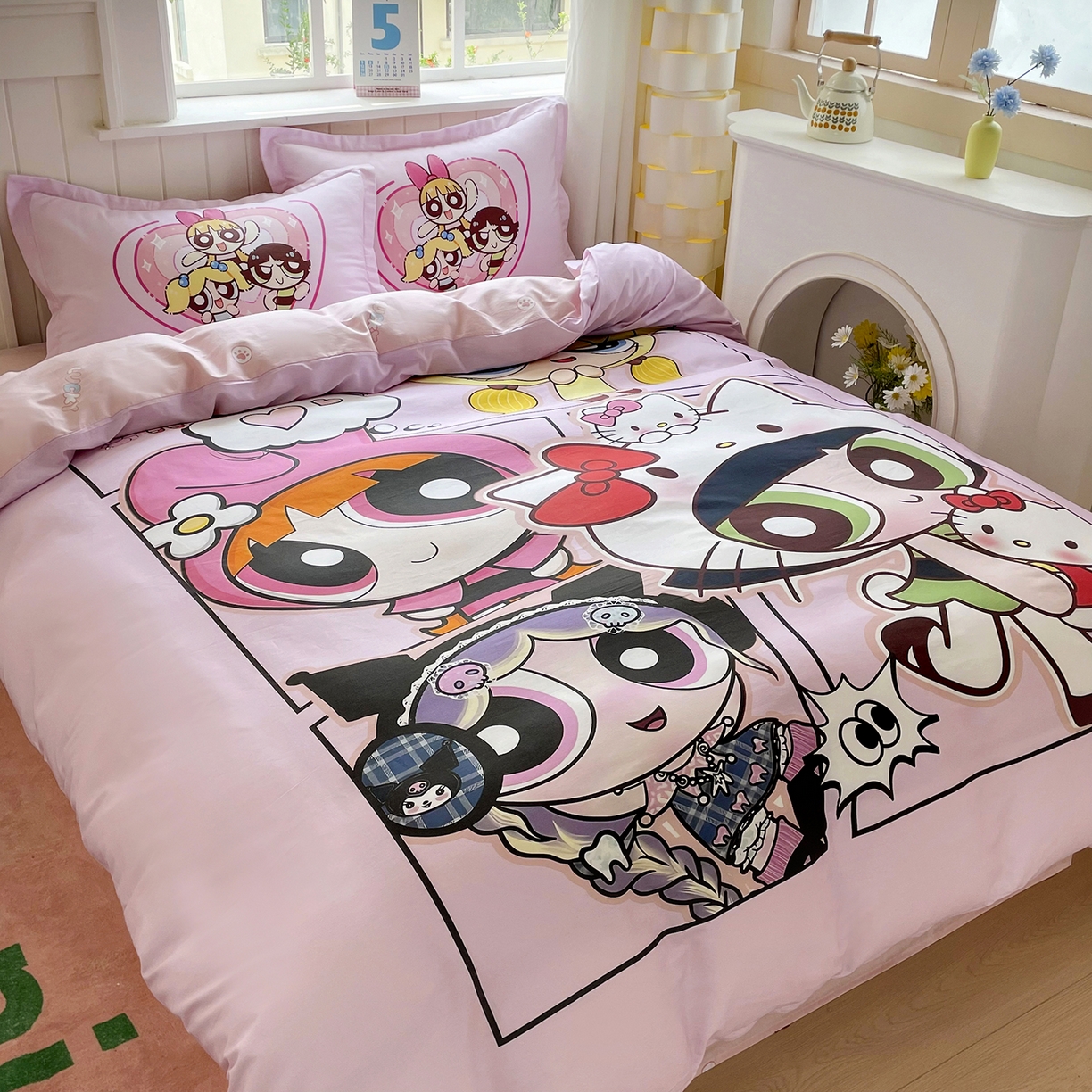 91家纺网 家纺一手货源 找家纺 浩诚 2025新款全棉纯棉大版卡通四件套 飞天女警