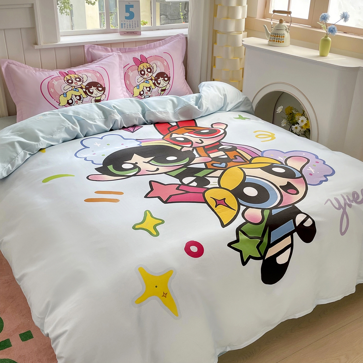 91家纺网 家纺一手货源 找家纺 浩诚 2025新款全棉纯棉大版卡通四件套 欢乐女侠