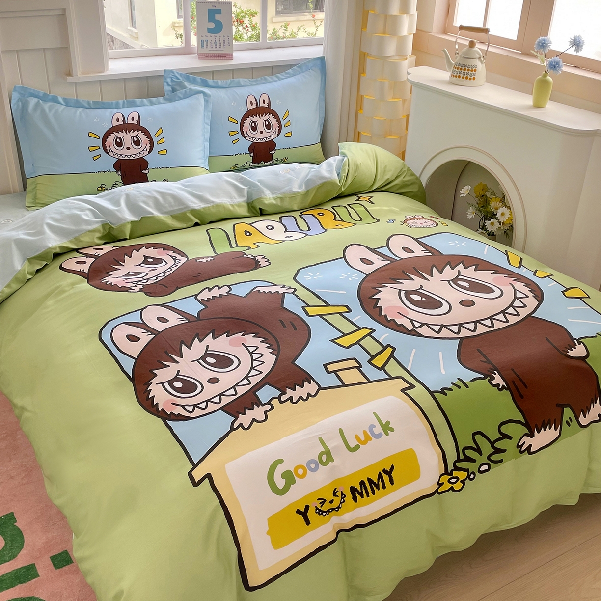 91家纺网 家纺一手货源 找家纺 浩诚 2025新款全棉纯棉大版卡通四件套 拉布拉布