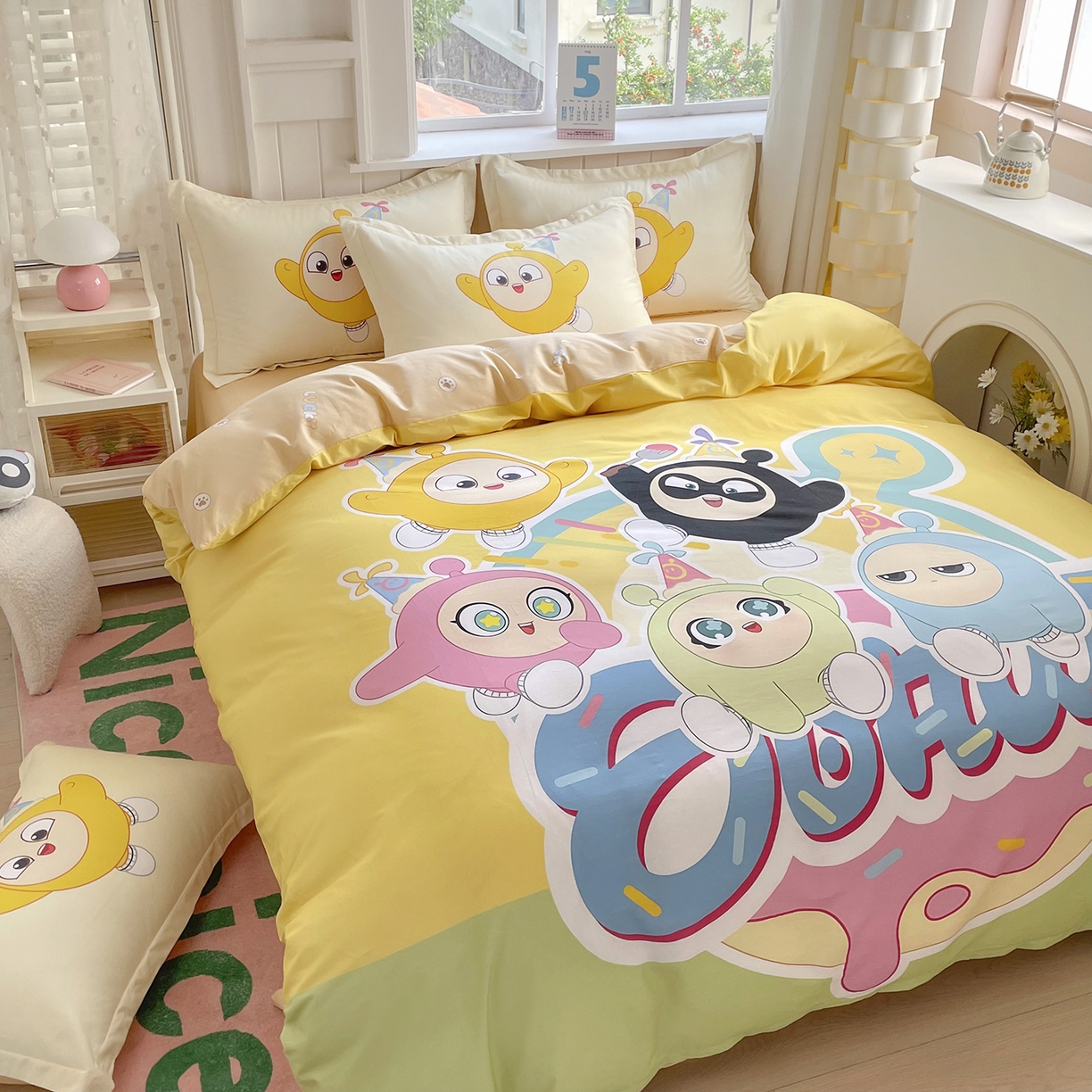 91家纺网 家纺一手货源 找家纺 浩诚 2025新款全棉纯棉大版卡通四件套 蛋仔派对